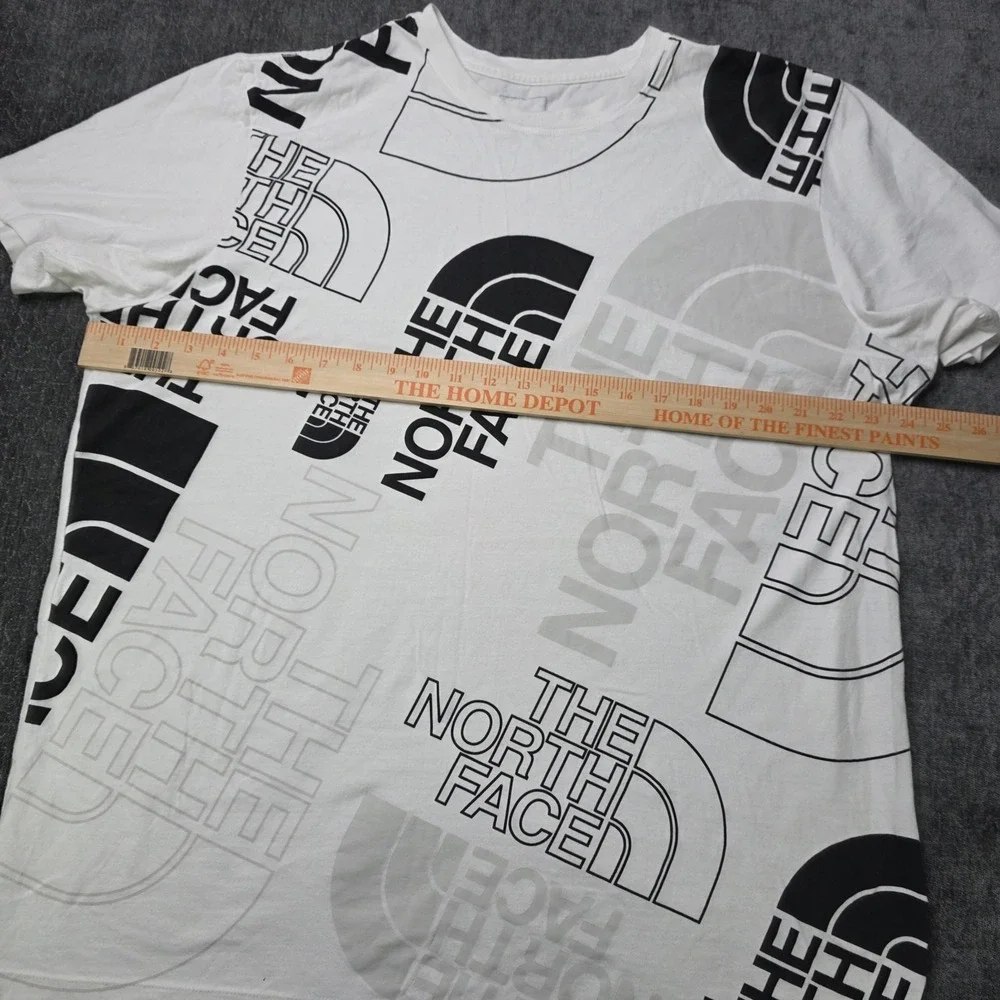 The North Face T Shirt Mens XL White Black AOP Allover Print Knit Cotton Street